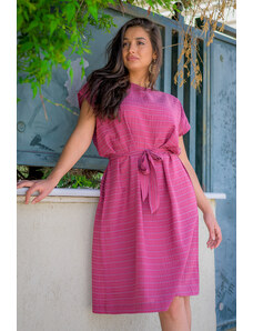 Ancient Greek Scarves Silk striped dress - dark pink - Athena