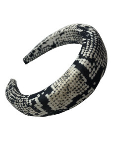 LIKEASTAR Ασπρόμαυρη εφέ φίδι σατινέ στέκα με επένδυση