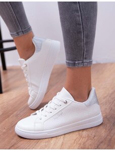INSHOES Γυναικεία sneakers με κροκό σχέδιο Λευκό/Ασημί