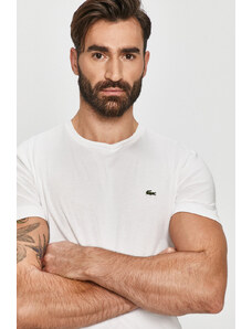 Βαμβακερό μπλουζάκι Lacoste χρώμα: άσπρο