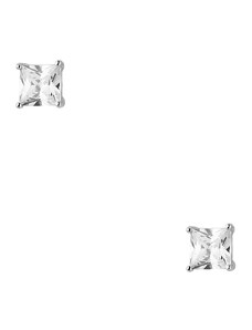 Theros Jewels Μονόπετρα Σκουλαρίκια από ασήμι 925° Τετράγωνα με ζιργκόν 0.5mm