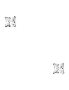 Theros Jewels Μονόπετρα Σκουλαρίκια από ασήμι 925° Τετράγωνα με ζιργκόν 0.4mm