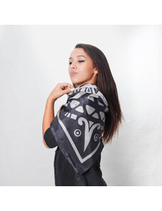Ancient Greek Scarves Black and grey square silk scarf
