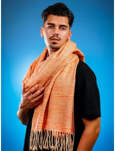 Ancient Greek Scarves Longline textured pastel orange silk scarf