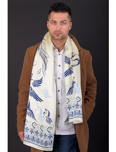 Ancient Greek Scarves Light beige pegasus silk scarf