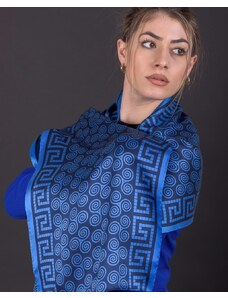 Ancient Greek Scarves Oceanic blue minoic silk scarf