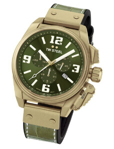 TW STEEL Canteen - TW1015 Bronze case, with Green Leather Strap