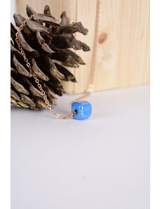 Santolo Collection Χειροποίητο κολιέ γαλάζιο - Frances Steel Cube