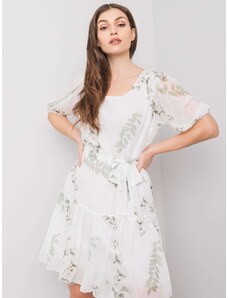 Fashionhunters Γυναικείο λευκό φόρεμα με λουλούδια
