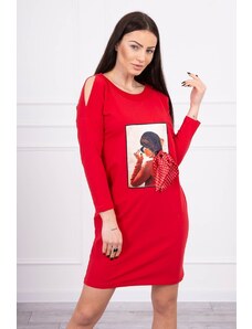 Kesi Φόρεμα με γραφικά και φιόγκο σε πουά 3D κόκκινο