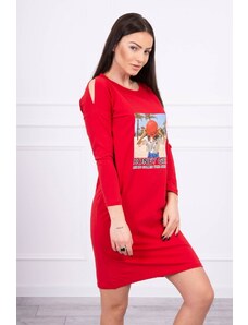 Kesi Φόρεμα με στάμπα Honey girl κόκκινο