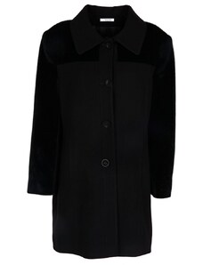 VETO Γυναικείο μαύρο βελούρ παλτό, Χρώμα Μαύρο, Μέγεθος 54