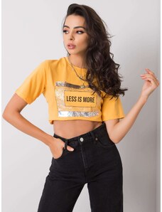 Fashionhunters Γυναικείο φωτεινό πορτοκαλί μπλουζάκι με επιγραφή