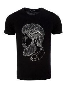 BELTIPO Ανδρικό μπλουζάκι λαιμόκοψη μαύρο με στάμπα κεφάλι