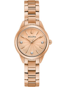 BULOVA Sutton Dial with 3 Diamonds - 97P151 Rose Gold case with Stainless Steel Bracelet