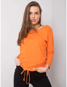 Fashionhunters Βαμβακερή πορτοκαλί μπλούζα για γυναίκες