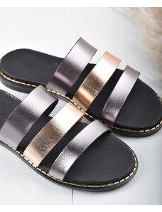 LOVEFASHIONPOINT Sandals Soft Γυναικεία Χάλκινα-Ατσάλι Δερμάτινα