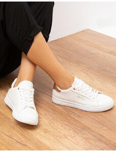 INSHOES Γυναικεία sneakers με κροκό σχέδιο Λευκό/Σαμπανί