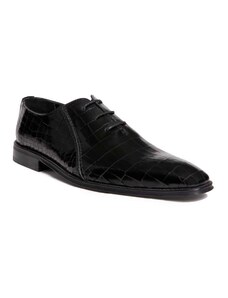 Fenomilano Ανδρικά Δερμάτινα Κλασσικά Χειροποίητα Δετά Παπούτσια Μαύρο Γυαλιστερό χρώμα (1203 Black)
