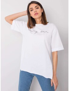 Fashionhunters Λευκό T-shirt με Riley RUE PARIS
