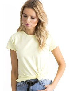 Fashionhunters Απλό ανοικτό κίτρινο μπλουζάκι
