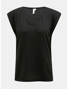 Black T-Shirt with Metallic Fibers Pieces - Women