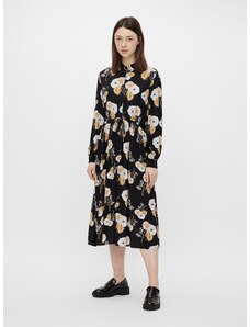 Black Floral Shirt Midi Dress Pieces - Women's