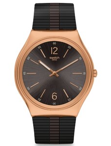 SWATCH Bienne By Night SS07G102 Brown Rubber Strap