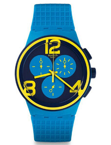 SWATCH On Your Mark SUSS100 Chronograph Blue Silicone Strap