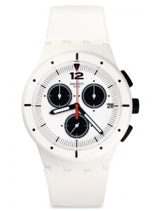 SWATCH Why Again SUSW406 Chronograph White Rubber Strap