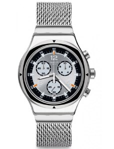 SWATCH TV Time YVS453MA Chrono Silver Stainless Steel Bracelet Large