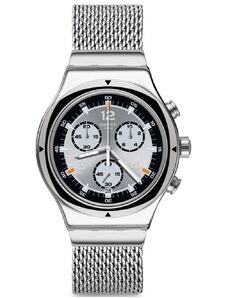 SWATCH TV Time YVS453MB Chrono Silver Stainless Steel Bracelet Small