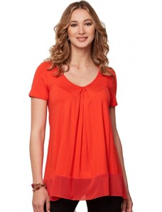 ANNA RAXEVSKY Γυναικεία κοραλί κοντομάνικη μπλούζα B21129 CORAL, Χρώμα Πορτοκαλί, Μέγεθος XS