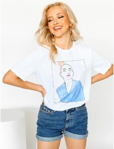 ONLY T-Shirt Κοντομάνικο Με Στάμπα Μπλε - Portrait