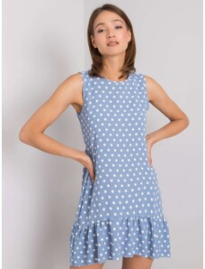 Fashionhunters RUE PARIS Lady's blue dress with polka dots