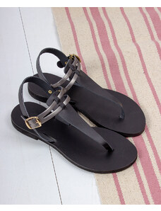 LOVEFASHIONPOINT Sandals Flat Γυναικεία Μαύρα Δερμάτινα