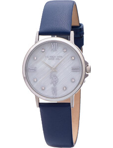 U.S. POLO Paxton - USP5992BL Silver case with Blue Leather Strap