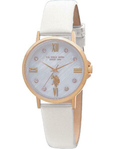 U.S. POLO Paxton - USP5993WH Gold case with White Leather Strap