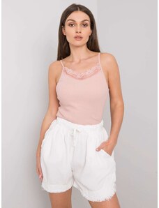 Fashionhunters Σκονισμένη ροζ ριπ μπλούζα Armine
