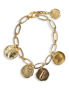 Κοσμήματα Γυναικεία Ancient Greek Sandals Χρυσό Oval Chain Coins Μεταλλικό