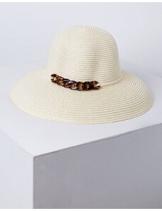 INSHOES Γυναικείο καπέλο ψάθινο με διακοσμητικούς κρίκους Μπεζ