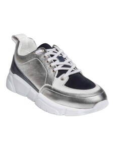 Fenomilano Γυναικεία Δερμάτινα Sneakers Silver Blue (2111 White/Silver Blue)