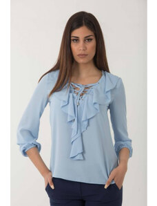 FreeStyle Blouse with ruffles Front Σιέλ