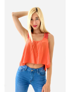 FreeStyle Top Sleeveless with Lace Coral