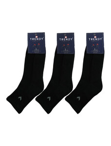 Αθλητικές ημίκοντες βαμβακερές κάλτσες Trendy 3 ζευγάρια Μαύρο