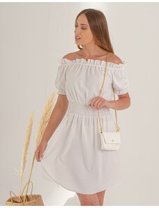 INSHOES Μίνι φόρεμα με ακάλυπτους ώμους Λευκό