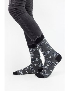 Ανδρικές fashion κάλτσες John Frank VINTAGE PLANE Βαμβακερές Ανθρακί