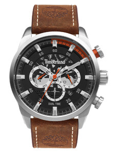 TIMBERLAND HENNIKER III DUAL TIME - TDWGF2100603, Silver case with Brown Leather Strap