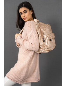 Petra Store Τσάντα πλάτης με παγιέτα μπεζ-ροζ
