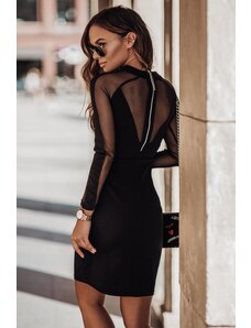 Ivon Γυναικείο πρωτότυπο φόρεμα σε μαύρο χρώμα με διαφάνεια 209